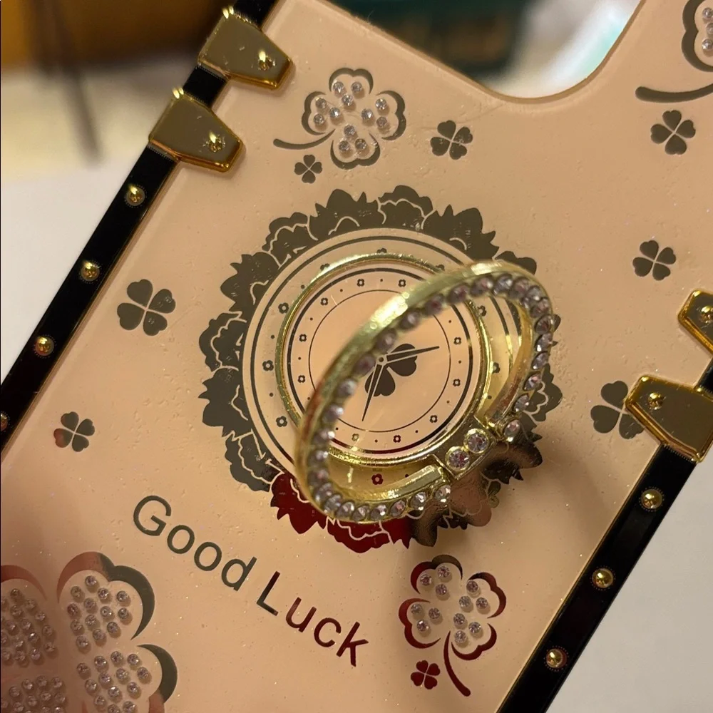 Good Luck Clover Phone Case - Black and Gold